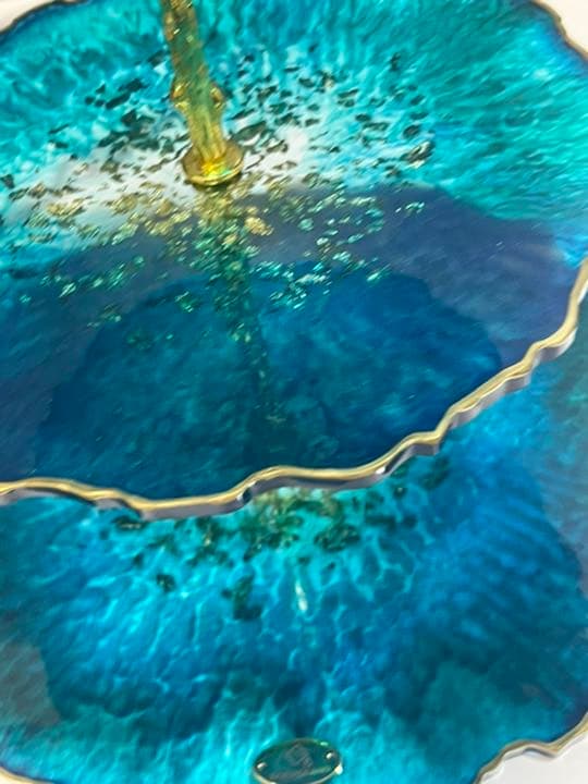 アクアブルーグリーン　ケーキスタンド3段 スイーツタワー エタージュラ