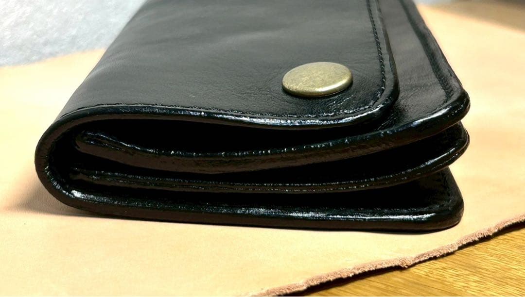 トラッカーウォレット　ロング　3層　馬革　黒革　長財布　アメカジ財布　カスタム可