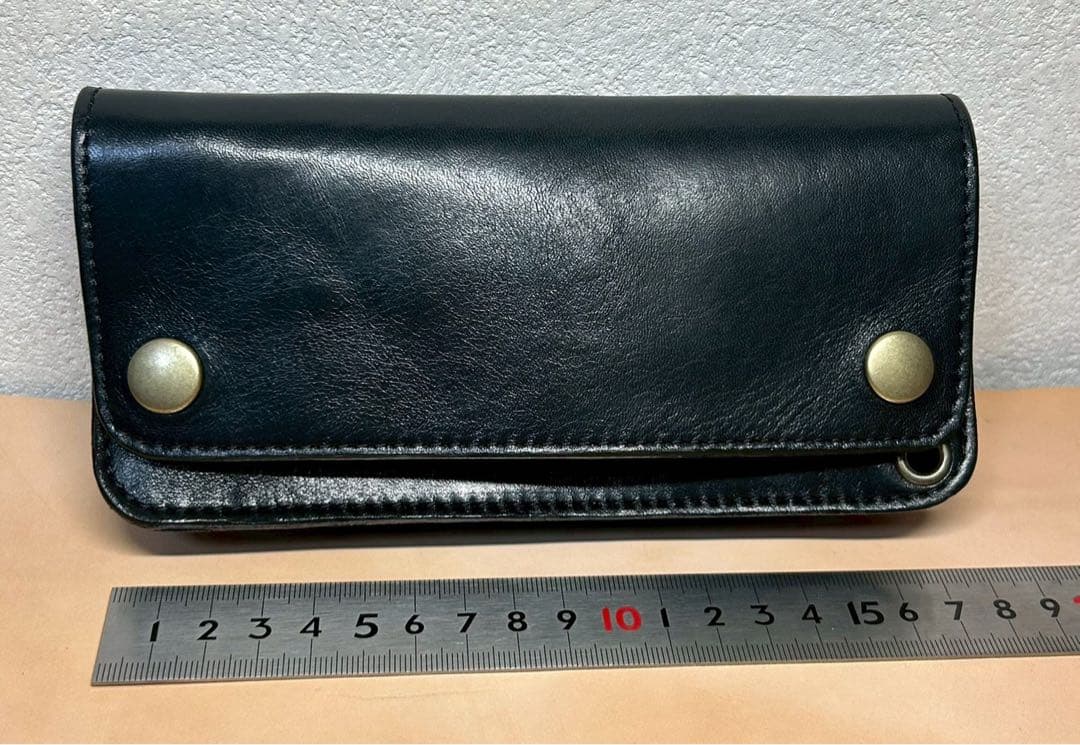 トラッカーウォレット　ロング　3層　馬革　黒革　長財布　アメカジ財布　カスタム可