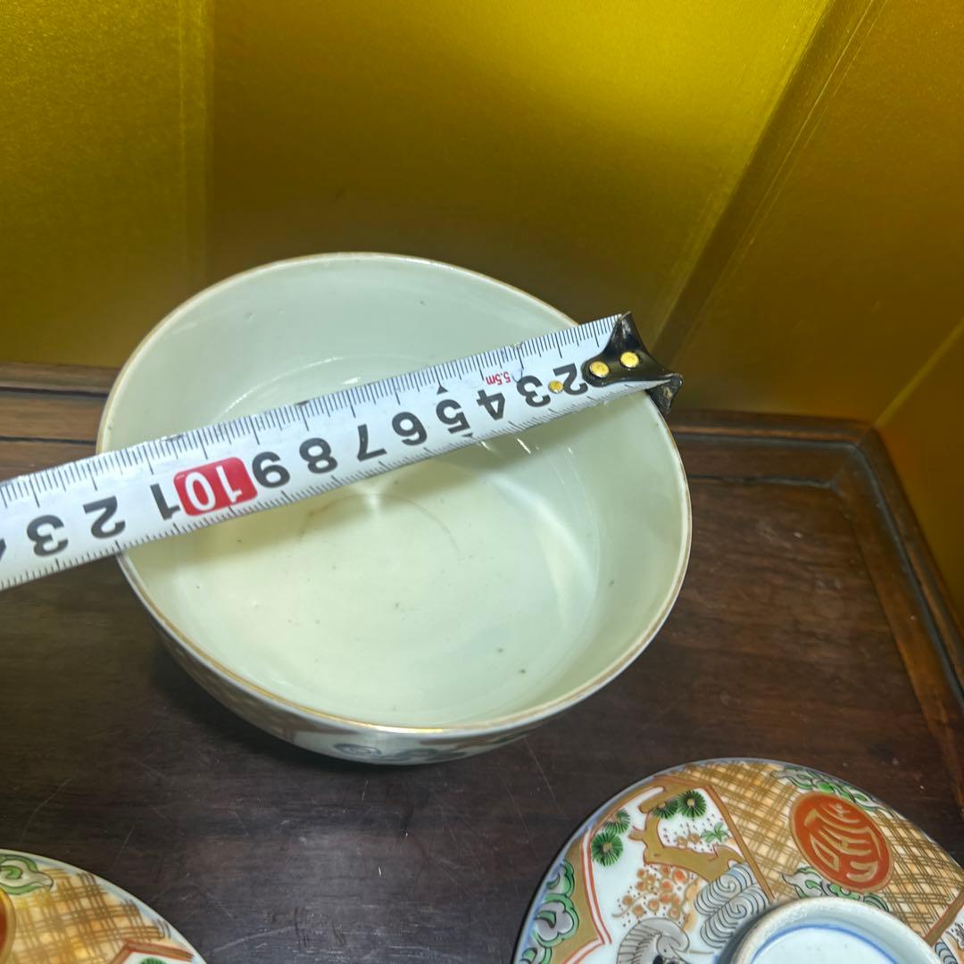 有田焼，肥前，大正，昭和，和風模様の陶磁器茶碗2個セット