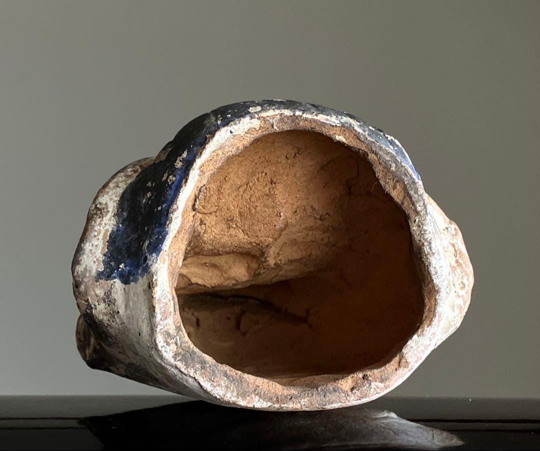 【ニヤリ、、古い福助 土人形 約11㎝ 江戸後期〜明治頃】民間信仰郷土玩具古道具