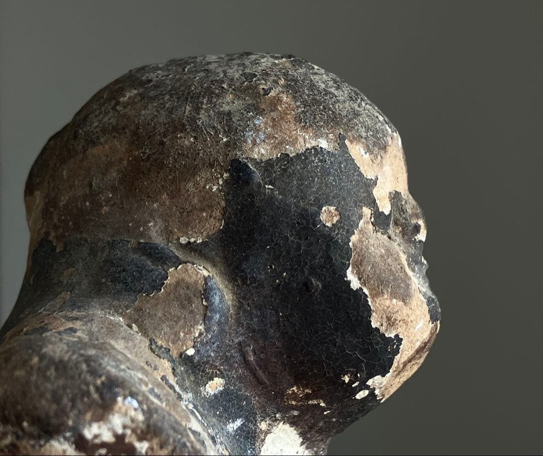 【ニヤリ、、古い福助 土人形 約11㎝ 江戸後期〜明治頃】民間信仰郷土玩具古道具