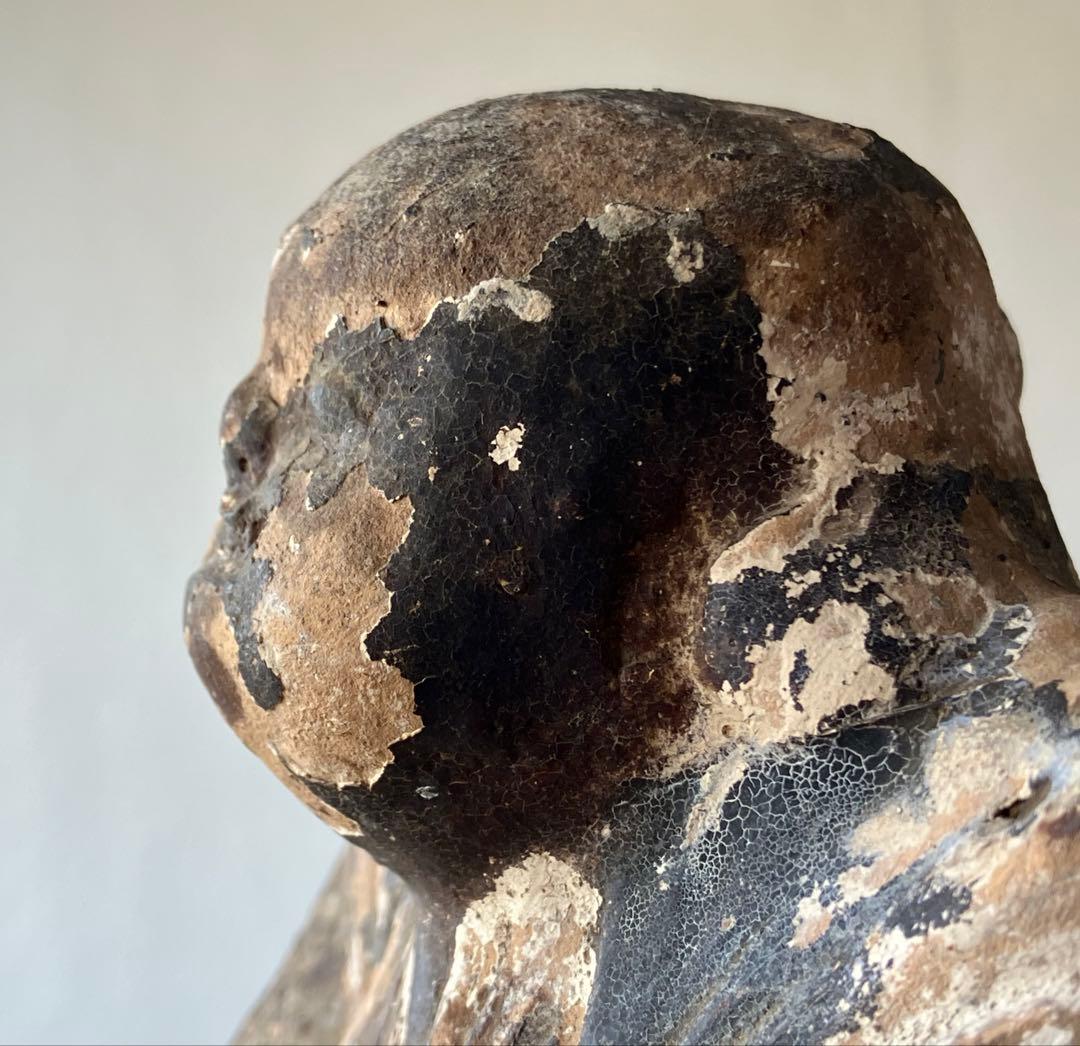 【ニヤリ、、古い福助 土人形 約11㎝ 江戸後期〜明治頃】民間信仰郷土玩具古道具