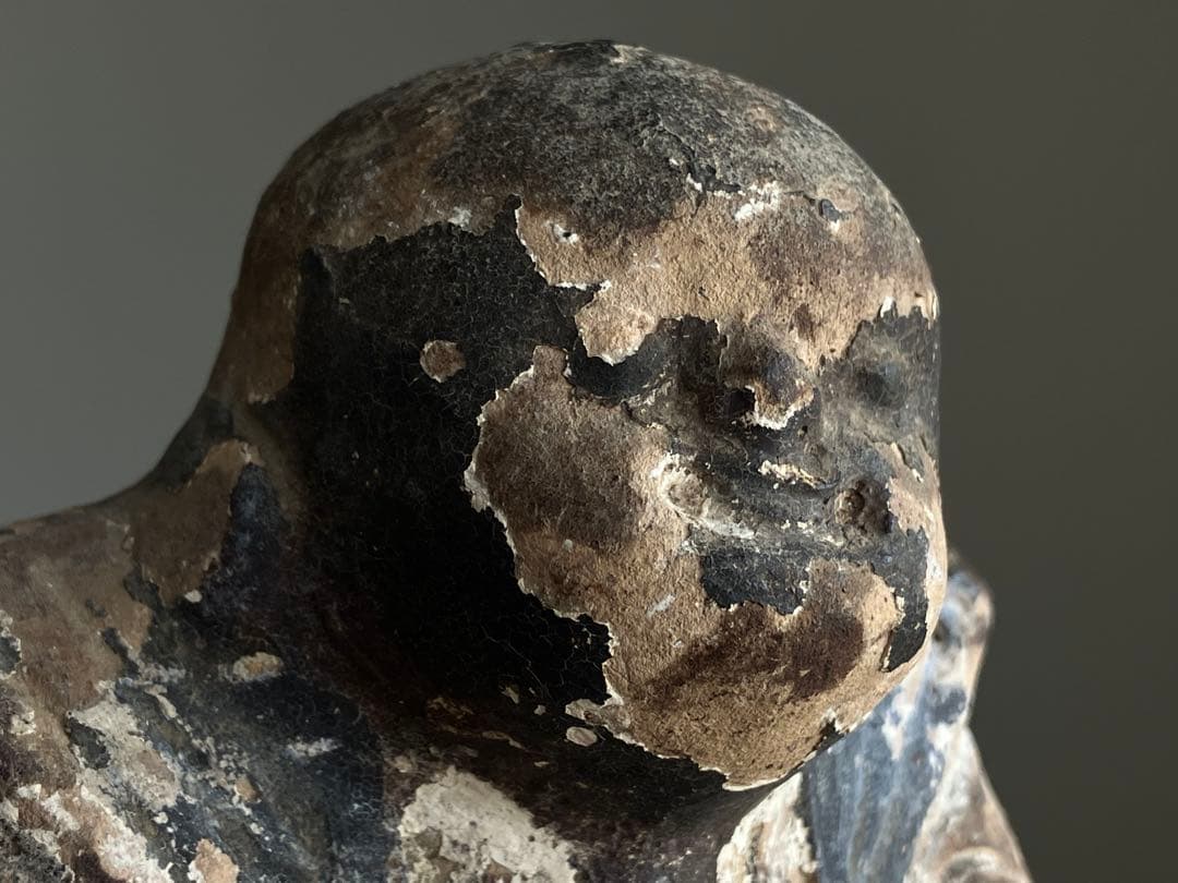 【ニヤリ、、古い福助 土人形 約11㎝ 江戸後期〜明治頃】民間信仰郷土玩具古道具