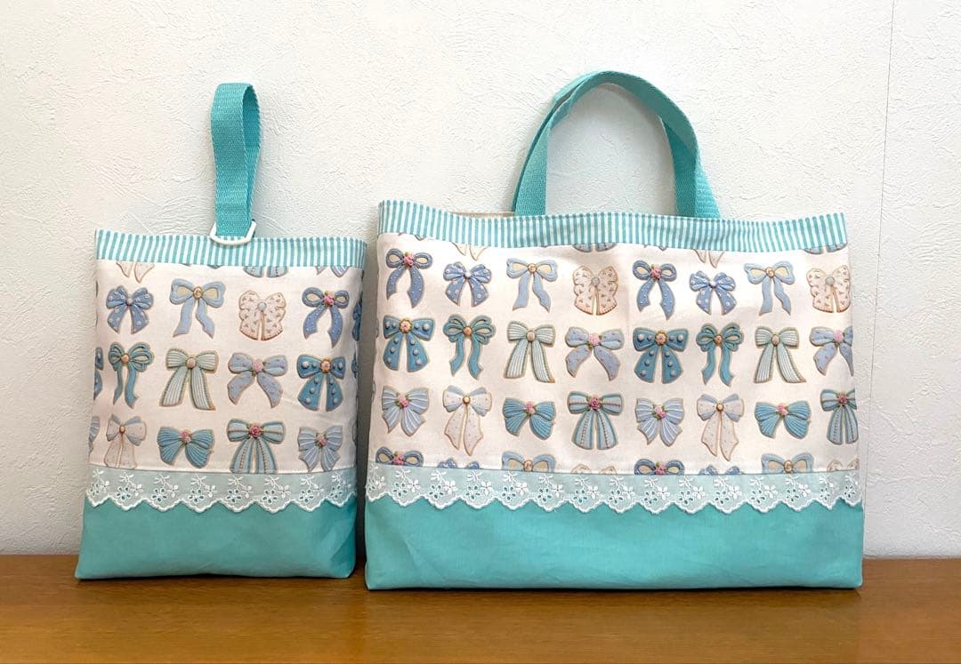 リクエスト品　ハンドメイド　入園入学準備　5点セット　リボン　グリーン
