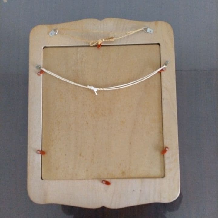 昭和レトロ美人画 直筆 (帽子)木製額縁