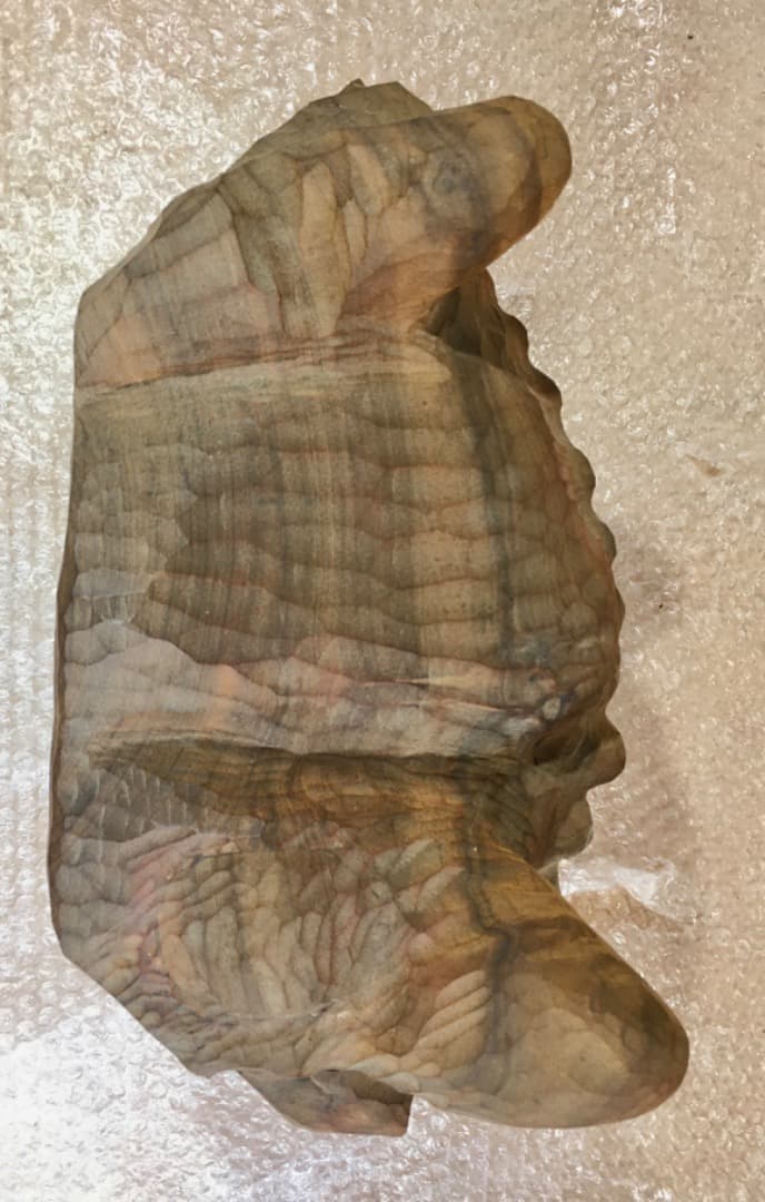 ○【世界的名工】前島秀章 酔鬼 幅34.5cm 面 木彫