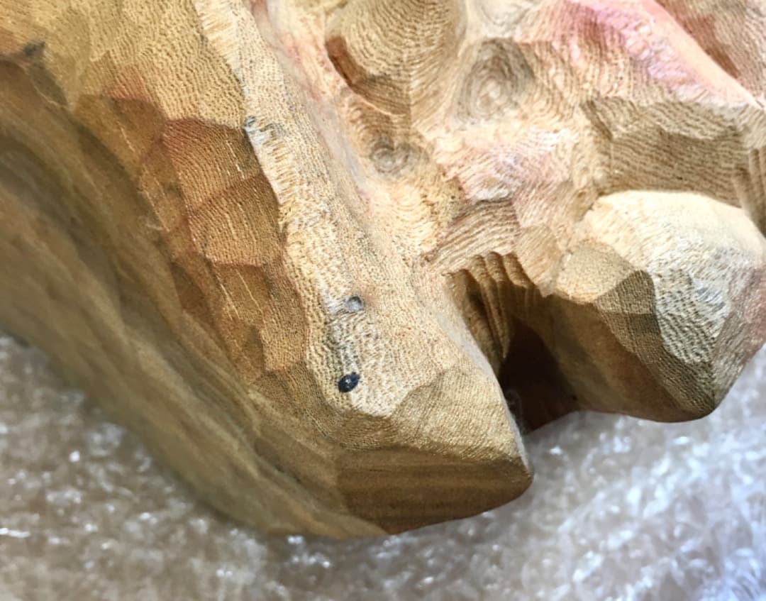 ○【世界的名工】前島秀章 酔鬼 幅34.5cm 面 木彫