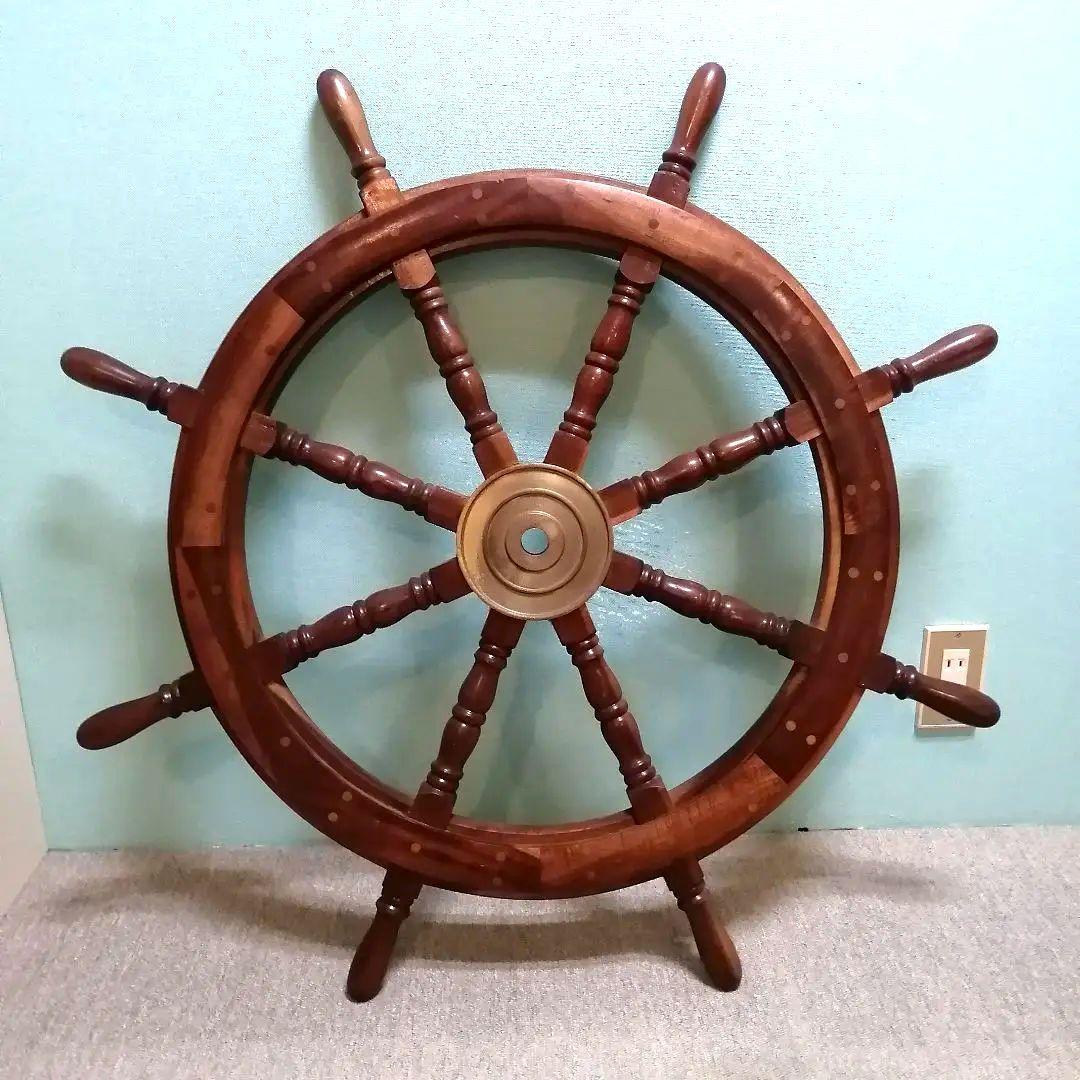 木製 操舵輪　ラット インテリア装飾 約90センチ