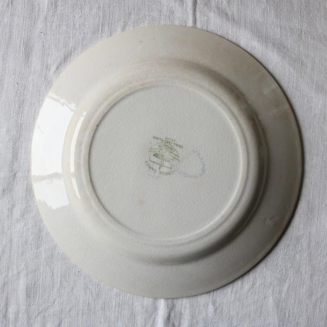 フランス　アンティーク　グリーン　ダミエ　creil montereau