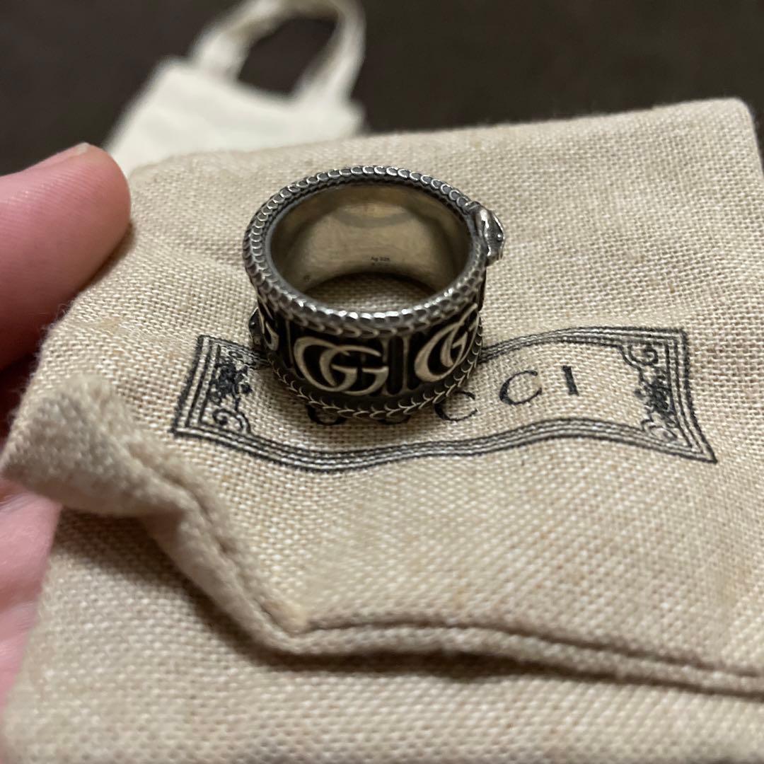 【廃盤品】16号 GUCCI シルバー925 ウロボロス GG ガーデン