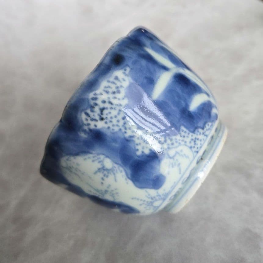 古伊万里　染付　向付　アンティーク　江戸時代　骨董　金継ぎ　磁器