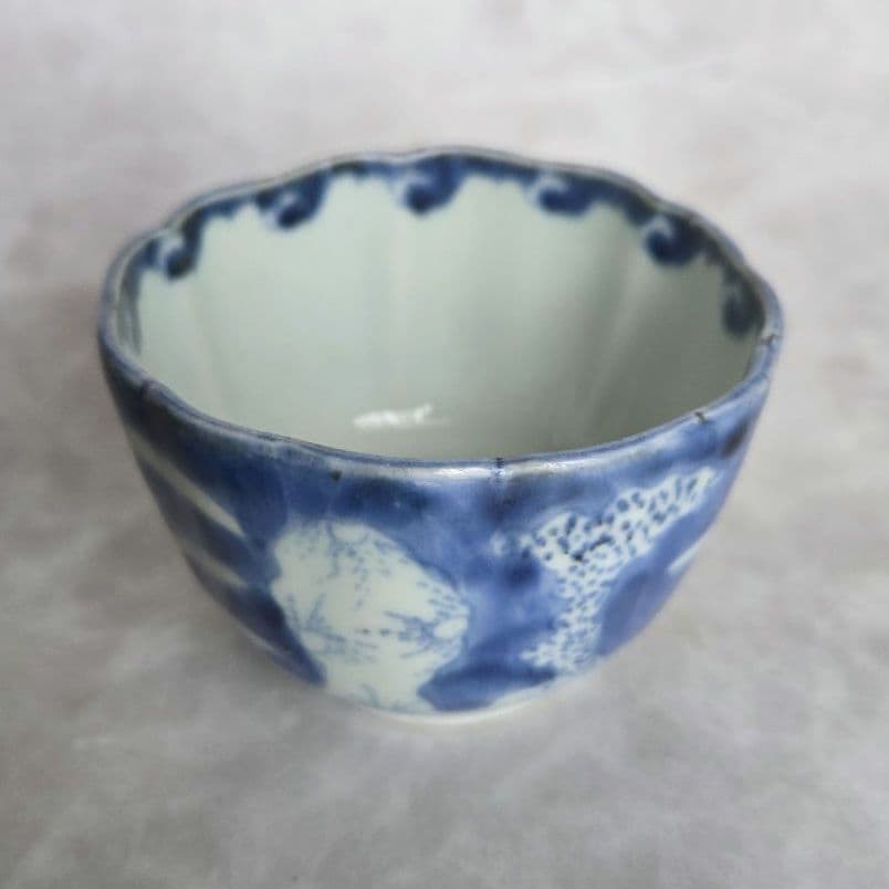 古伊万里　染付　向付　アンティーク　江戸時代　骨董　金継ぎ　磁器