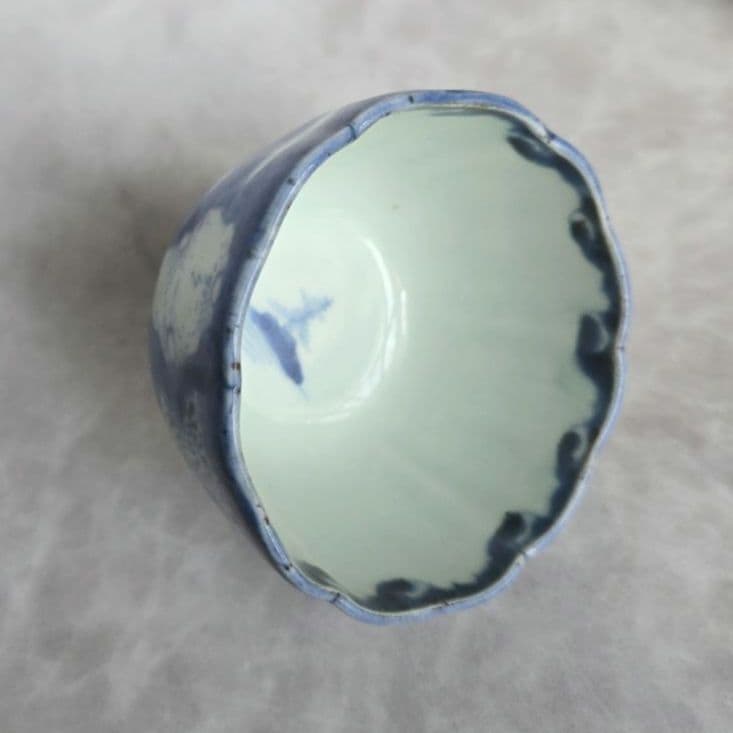 古伊万里　染付　向付　アンティーク　江戸時代　骨董　金継ぎ　磁器