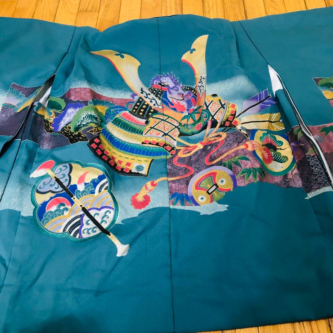 七五三五歳フルセット‼️人気青系兜金彩煌びやか⭐︎袴縞スタイルアップ⭐︎秀品