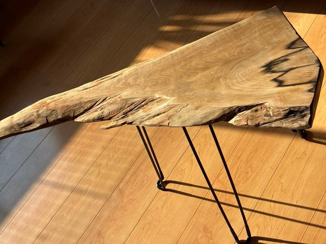 【希少銘木】国産黒柿の無垢一枚板サイドテーブル　一点もの