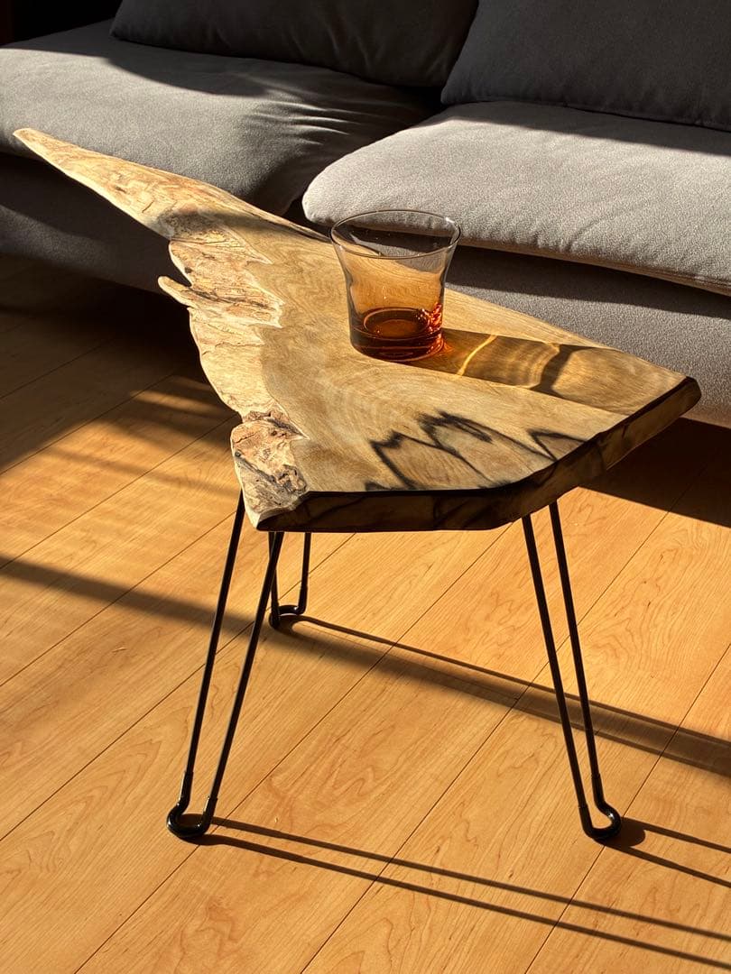 【希少銘木】国産黒柿の無垢一枚板サイドテーブル　一点もの