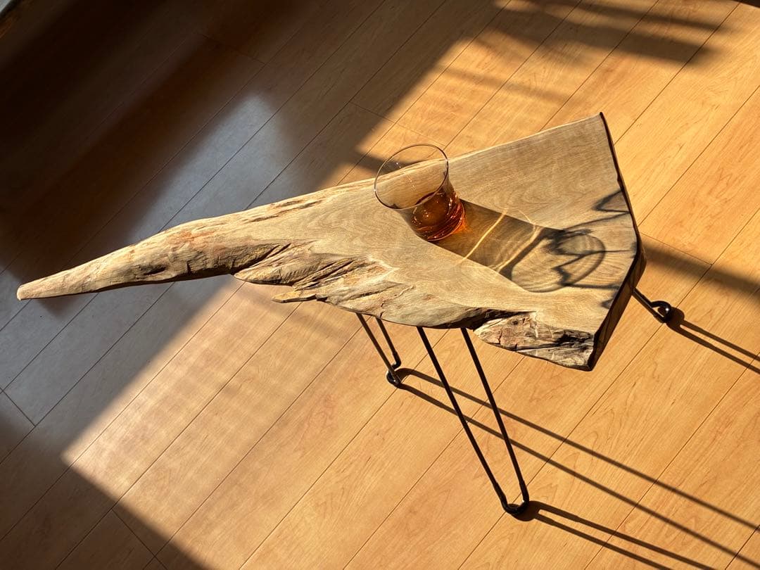 【希少銘木】国産黒柿の無垢一枚板サイドテーブル　一点もの