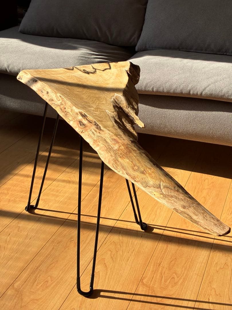 【希少銘木】国産黒柿の無垢一枚板サイドテーブル　一点もの