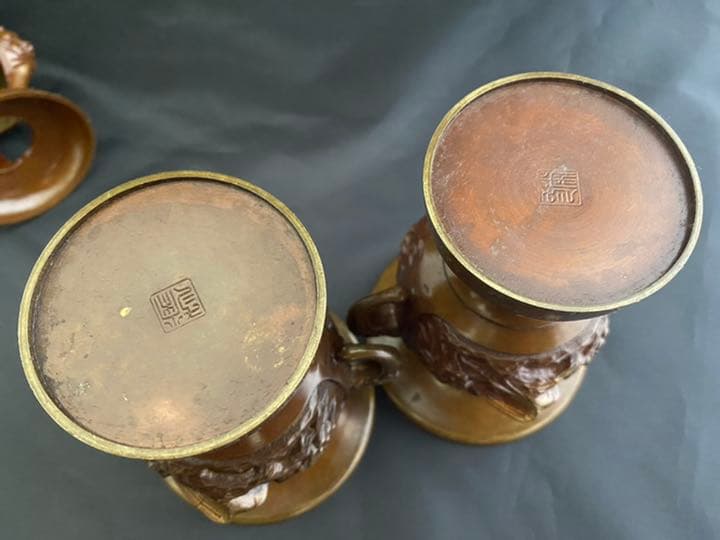 香炉 線香立て　花入 燭台　6点 銅製　仏具 開運 風水 骨董 美術 インテリア