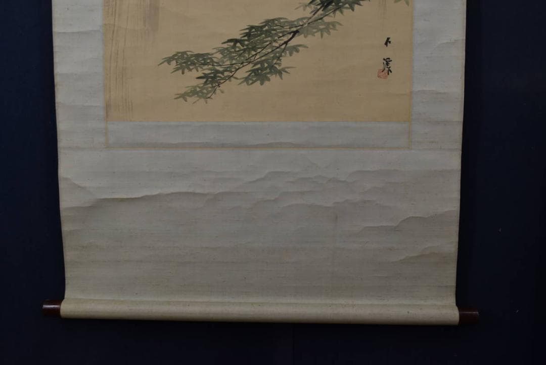 【真作】生駒石渓/瀧之図/瀑布図/掛軸/名家伝来/AA-64