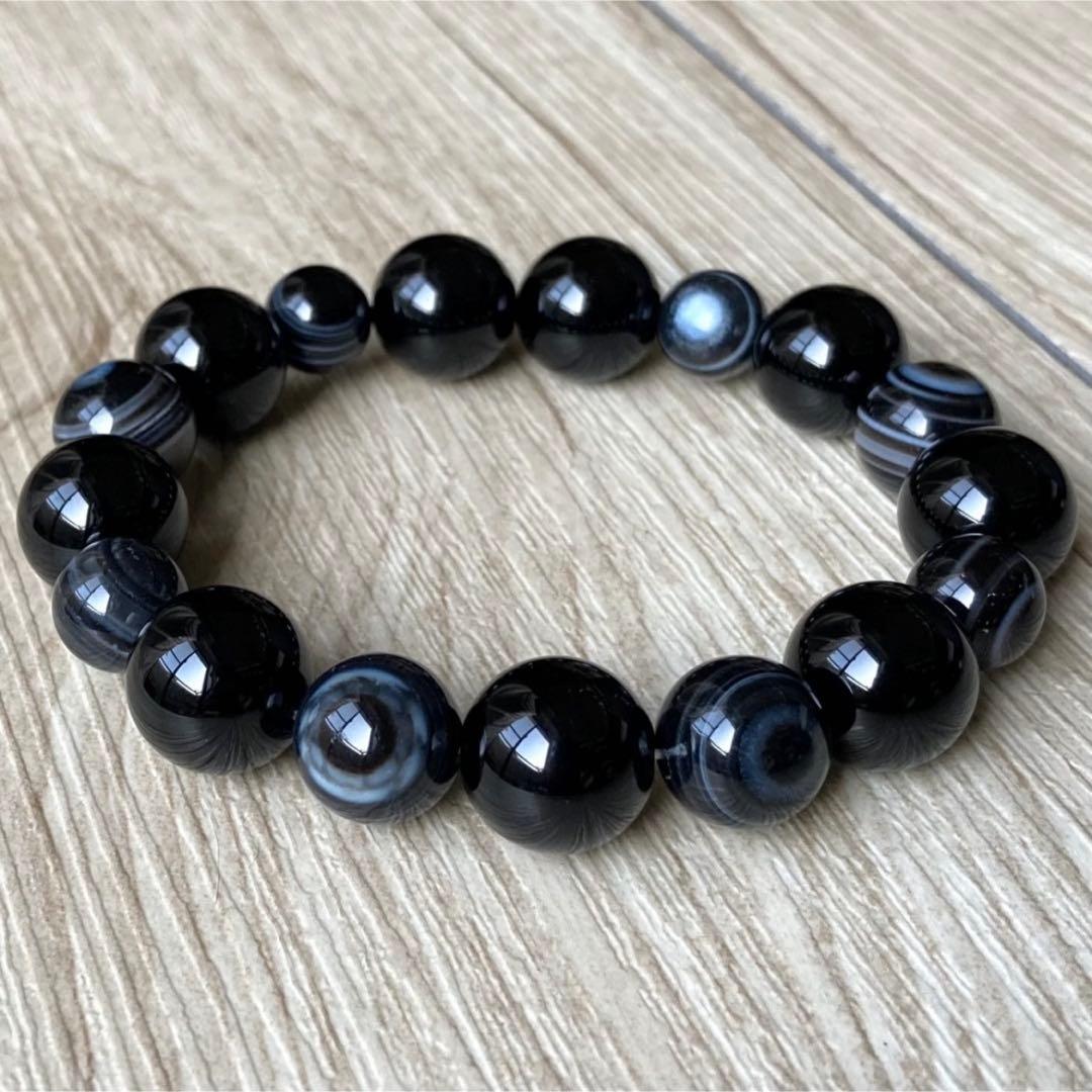 天の眼を持つ最強のお守り/モリオン・アイアゲート/パワーストーンブレスレット