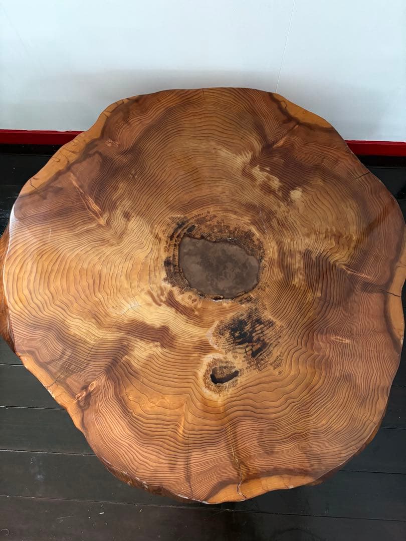 天然木 丸型座卓 約80cm
