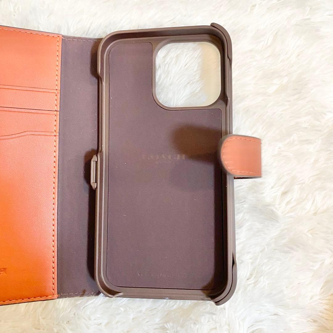 新品級❗️COACH iPhone13proケース レザー シグネチャー 手帳 茶