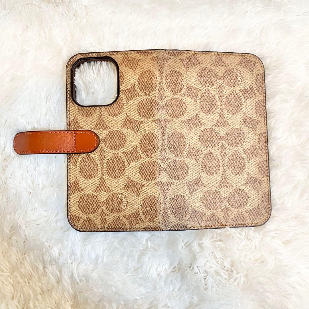 新品級❗️COACH iPhone13proケース レザー シグネチャー 手帳 茶