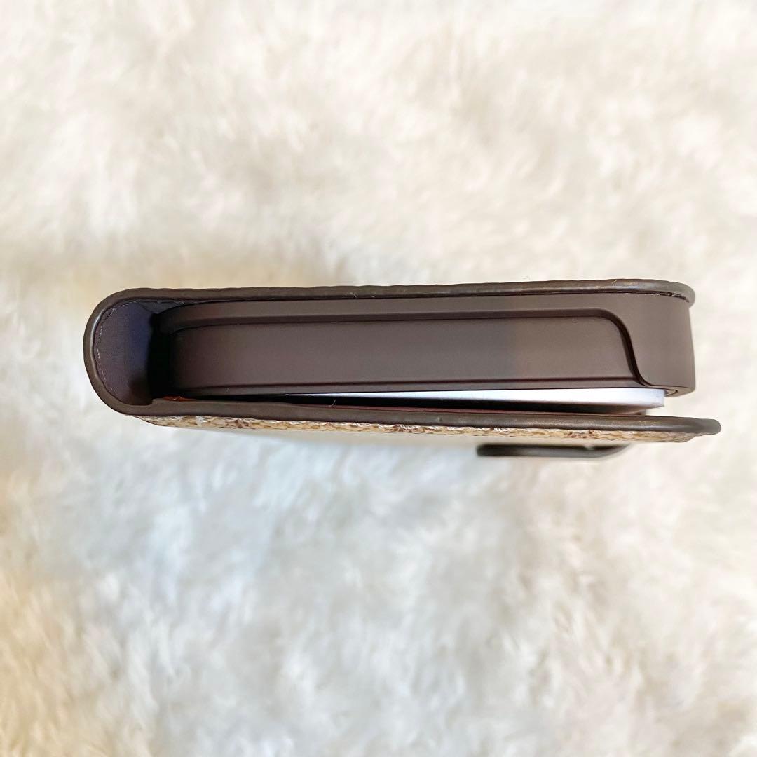 新品級❗️COACH iPhone13proケース レザー シグネチャー 手帳 茶
