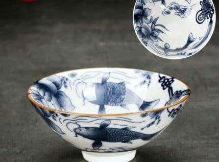 青花の茶碗復古青磁セット