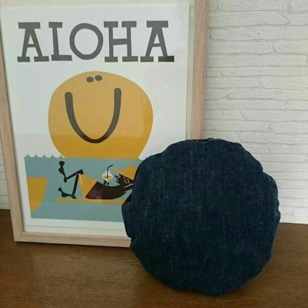 sold!! ハンドメイド★デニムスマイルクッション にこちゃん