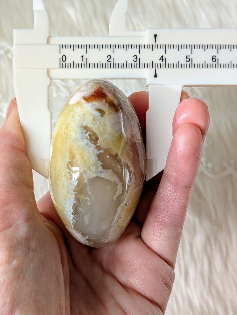 希少　レアカラー　♡桜瑪瑙♡　ぷっくり　パーム　黄色　イエロー　マスタードカラー