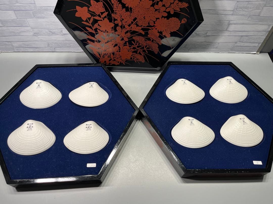 貝合わせ　貝皿　24枚(12組)入り　貝桶　六段　雛祭り