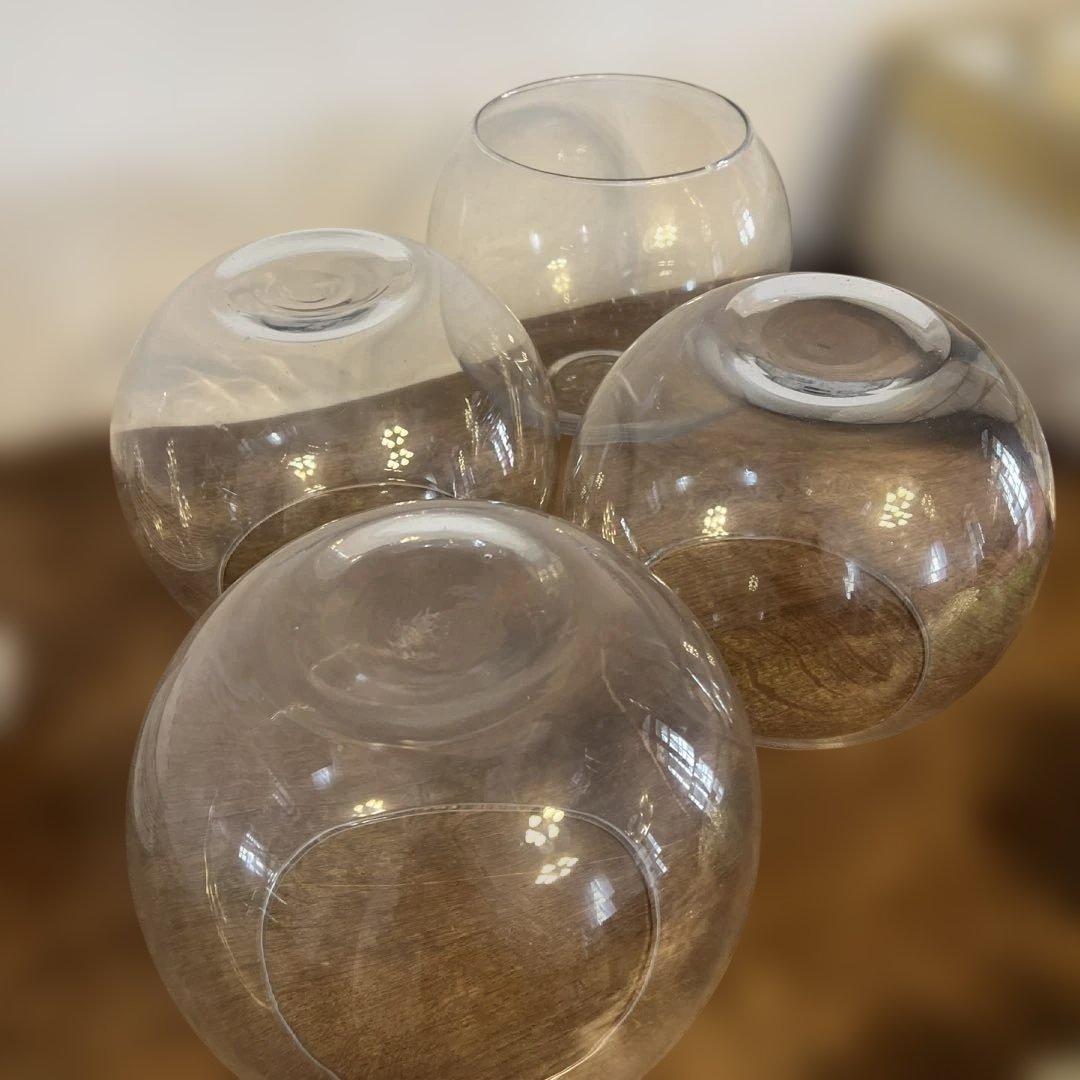 円球ガラス花瓶　金魚鉢　フラワーベース　小物入れ　アンティーク　花器　4個セット
