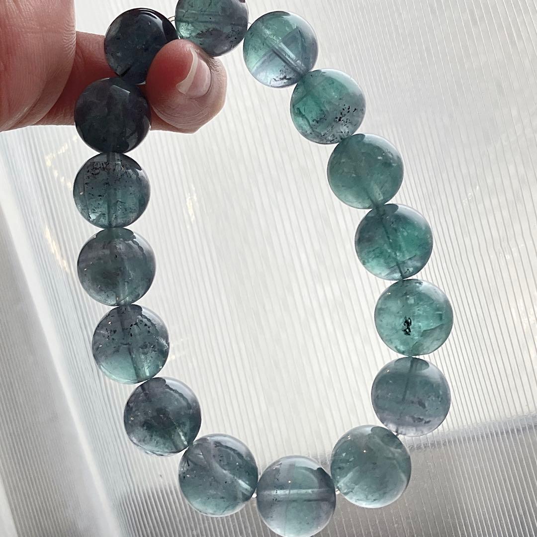 不思議夜明けカラー♡パイライトインフローライト 大玉ブレスレット①