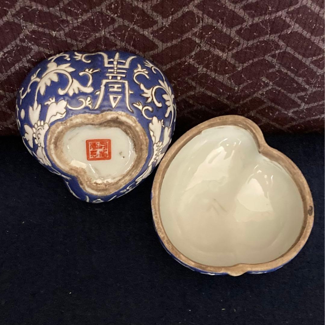 清代　同治年製　蝙蝠文合子　香合