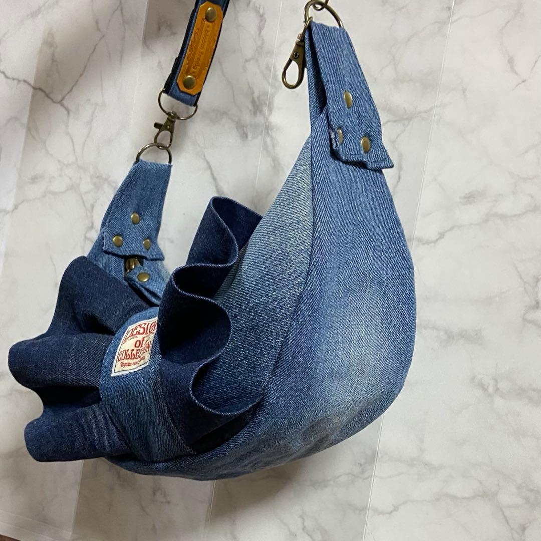 デニムリメイク【三日月型バッグ】ショルダーバッグ ハンドメイド