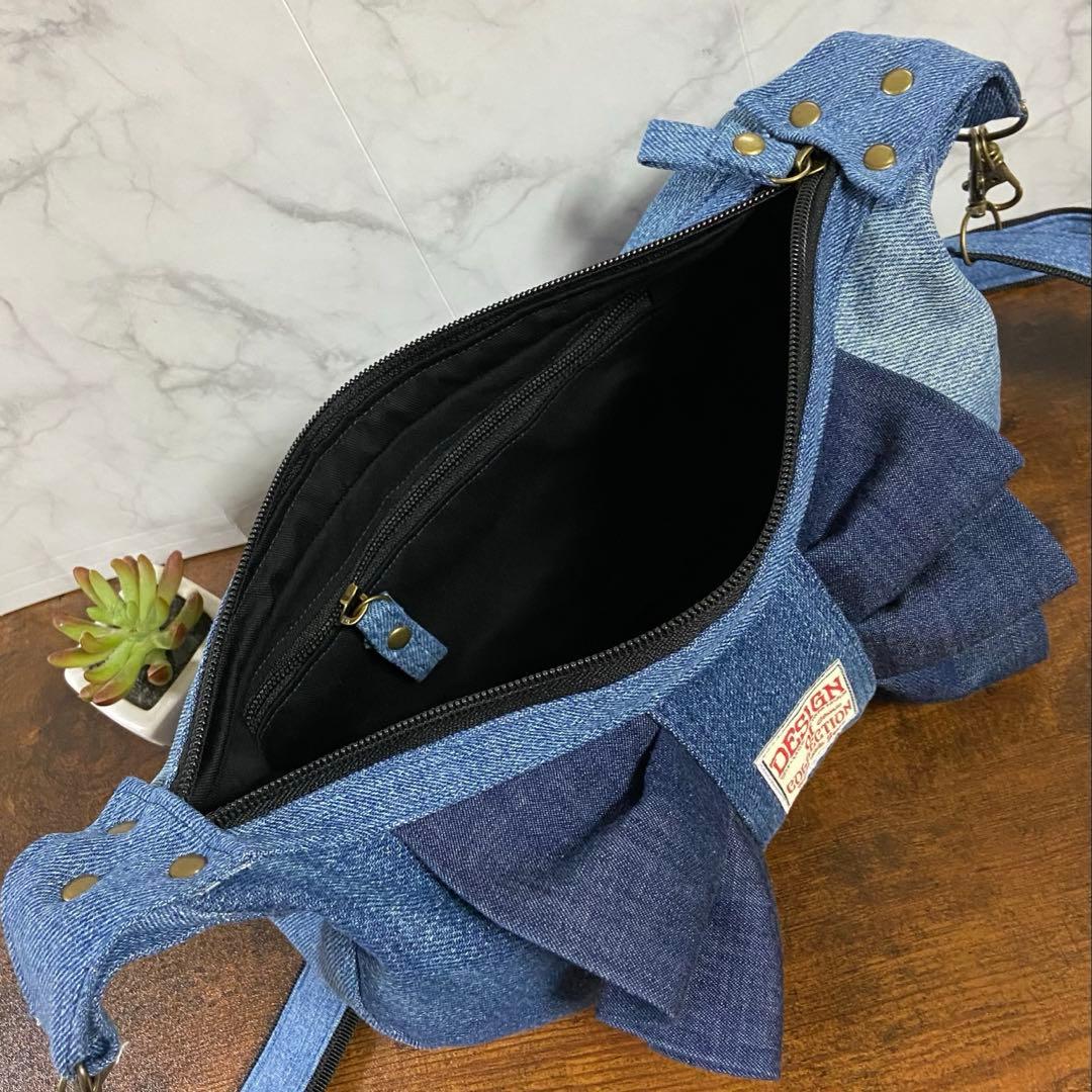 デニムリメイク【三日月型バッグ】ショルダーバッグ ハンドメイド