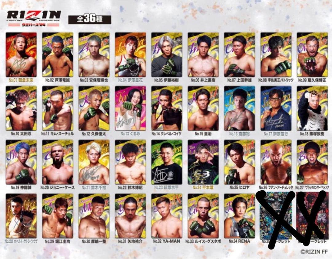 新品未開封　RIZINウエハース ’24 カード　全34枚