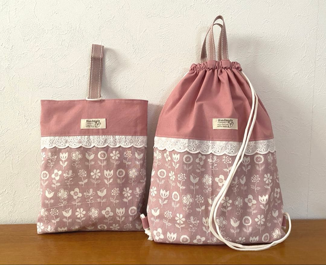 リクエスト品　ハンドメイド　入園入学準備　8点セット　手書き風花柄