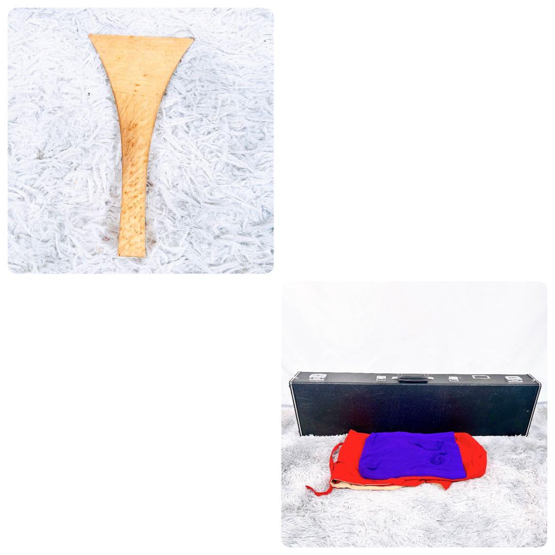 【希少】長唄三味線　細棹　花梨　正寸　丸打胴　本皮　皮破れなし　天神欠けなし