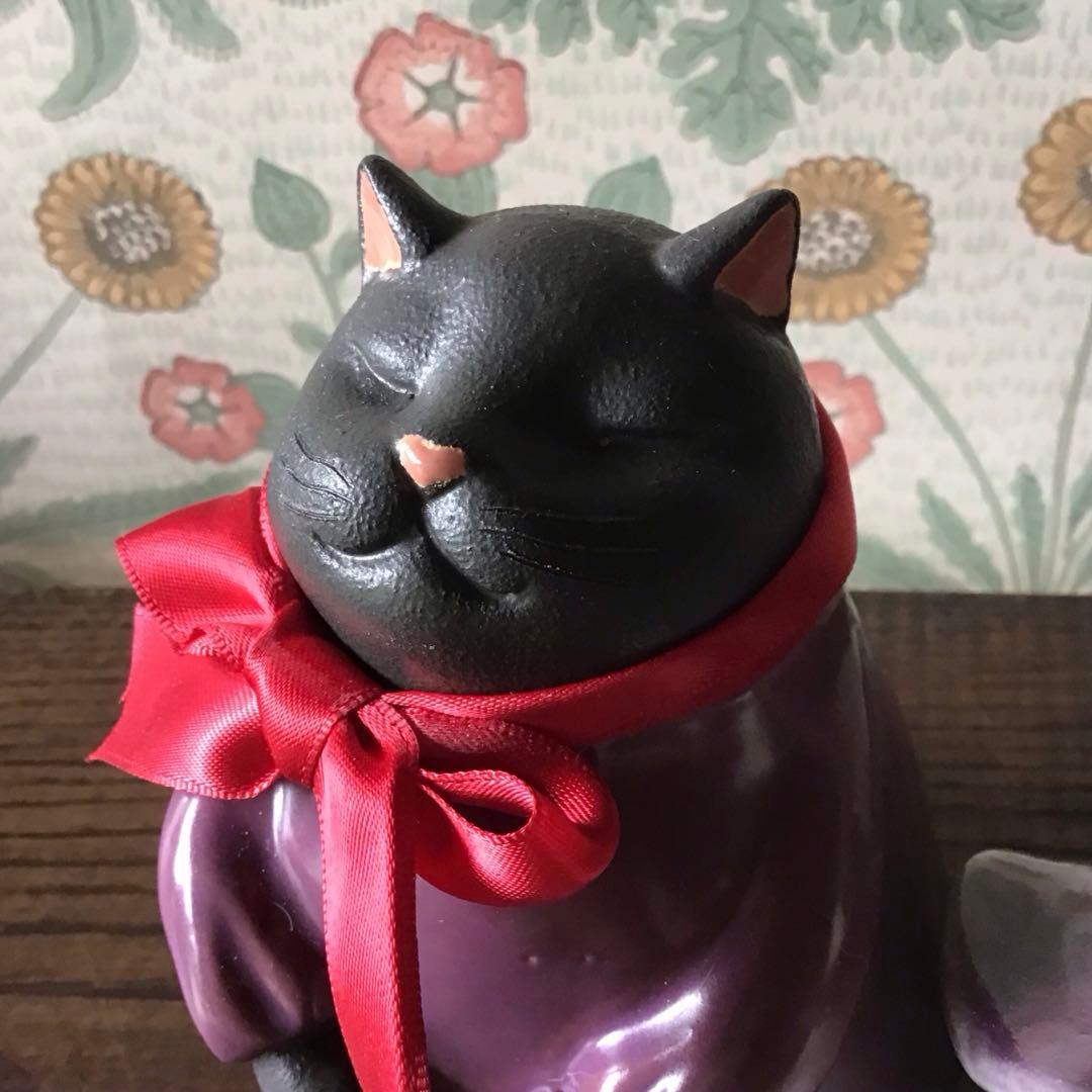 クロ魔女猫　パープル　^(｀∇´)^ ハロウィン　※白猫ランタン付き(訳あり)