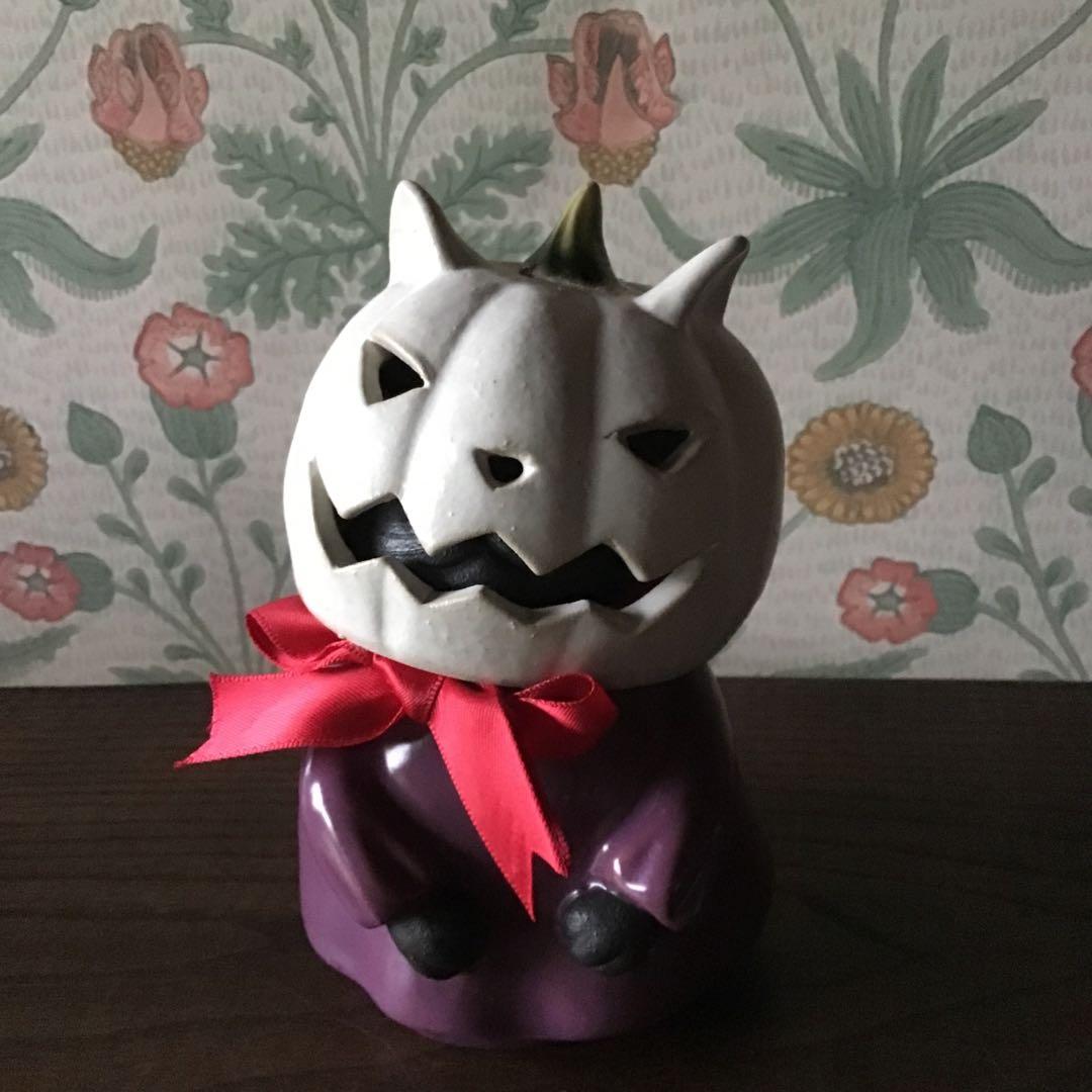 クロ魔女猫　パープル　^(｀∇´)^ ハロウィン　※白猫ランタン付き(訳あり)