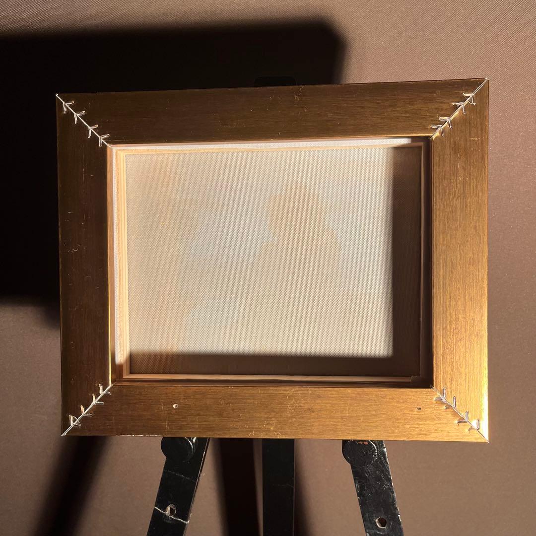 手書き油絵 山小屋に続く道 絵画 額付き インテリア 油彩画