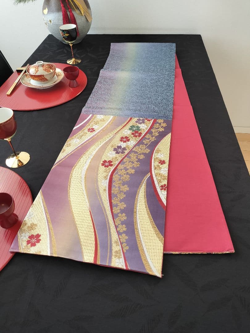 A734高級‼️ひな祭り‼️袋帯テーブルランナー2m15cm