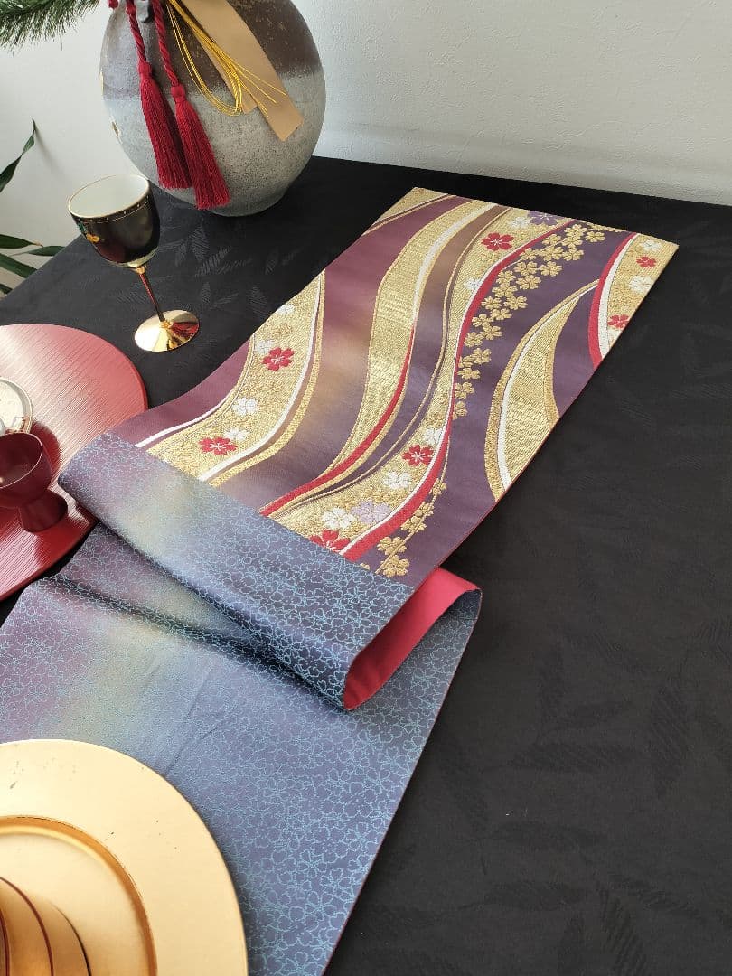 A734高級‼️ひな祭り‼️袋帯テーブルランナー2m15cm