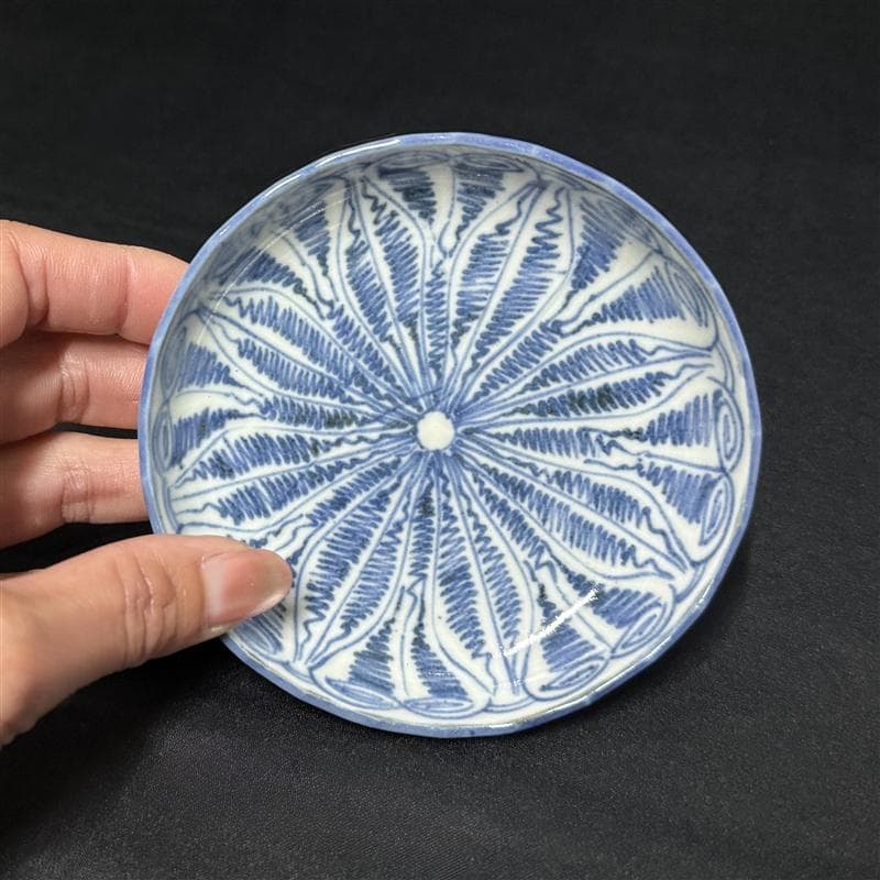 古伊万里 染付 花連文 手塩皿 ③ 5枚組 無傷 完品 江戸期 小皿 豆皿
