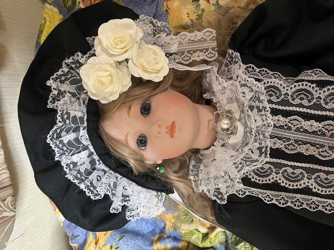 ビスクドール58センチ用ドレスお衣装白✖️黒②ジュモーブリュにも
