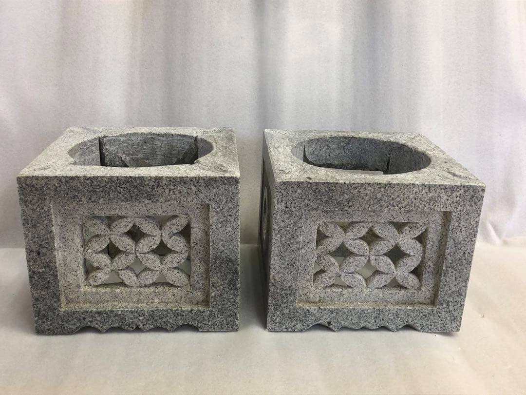 【石灯籠 火袋 一個】 透かし彫り 庭園灯 部品 ガーデニング